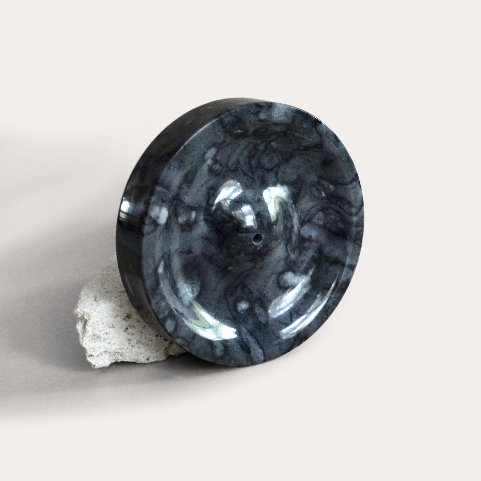 Sacred Stone Incense Holder in Dark Grey